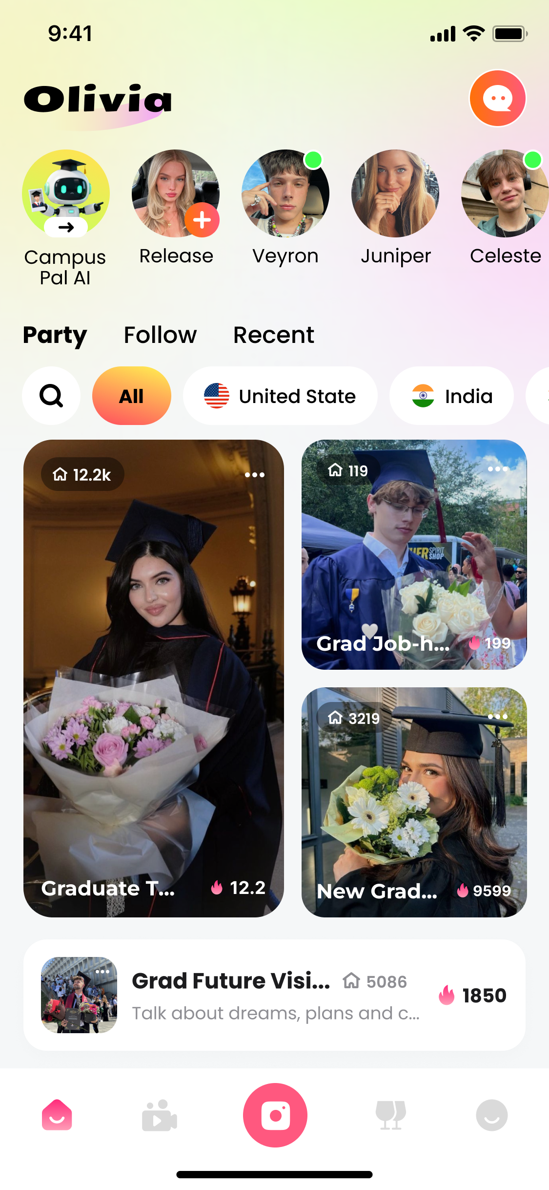 Olivia live home interface